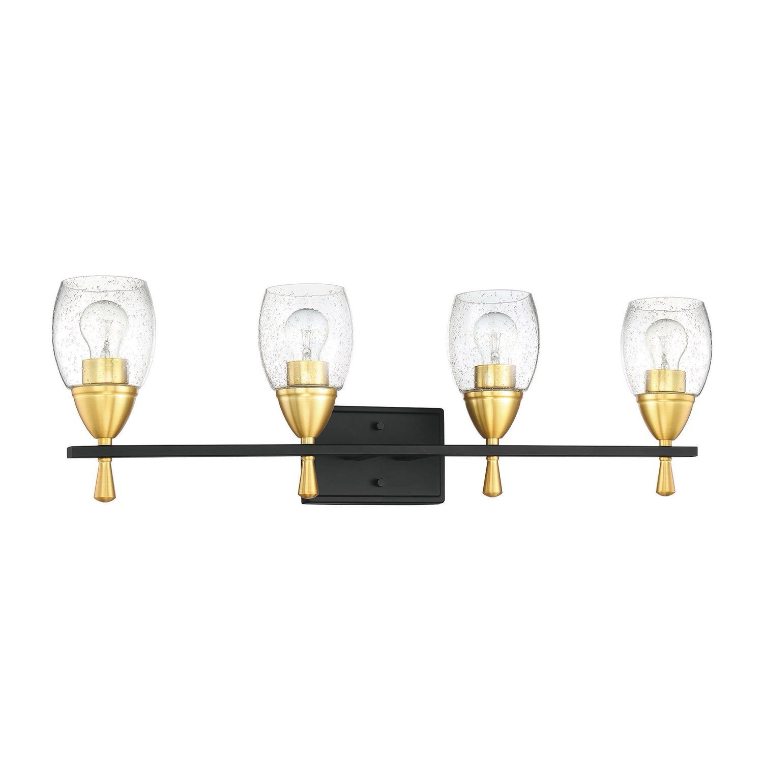 Luminance Sunset Lighting F7534-23 Kelston Four Light Vanity, Clear Seedy Steel Round Glass