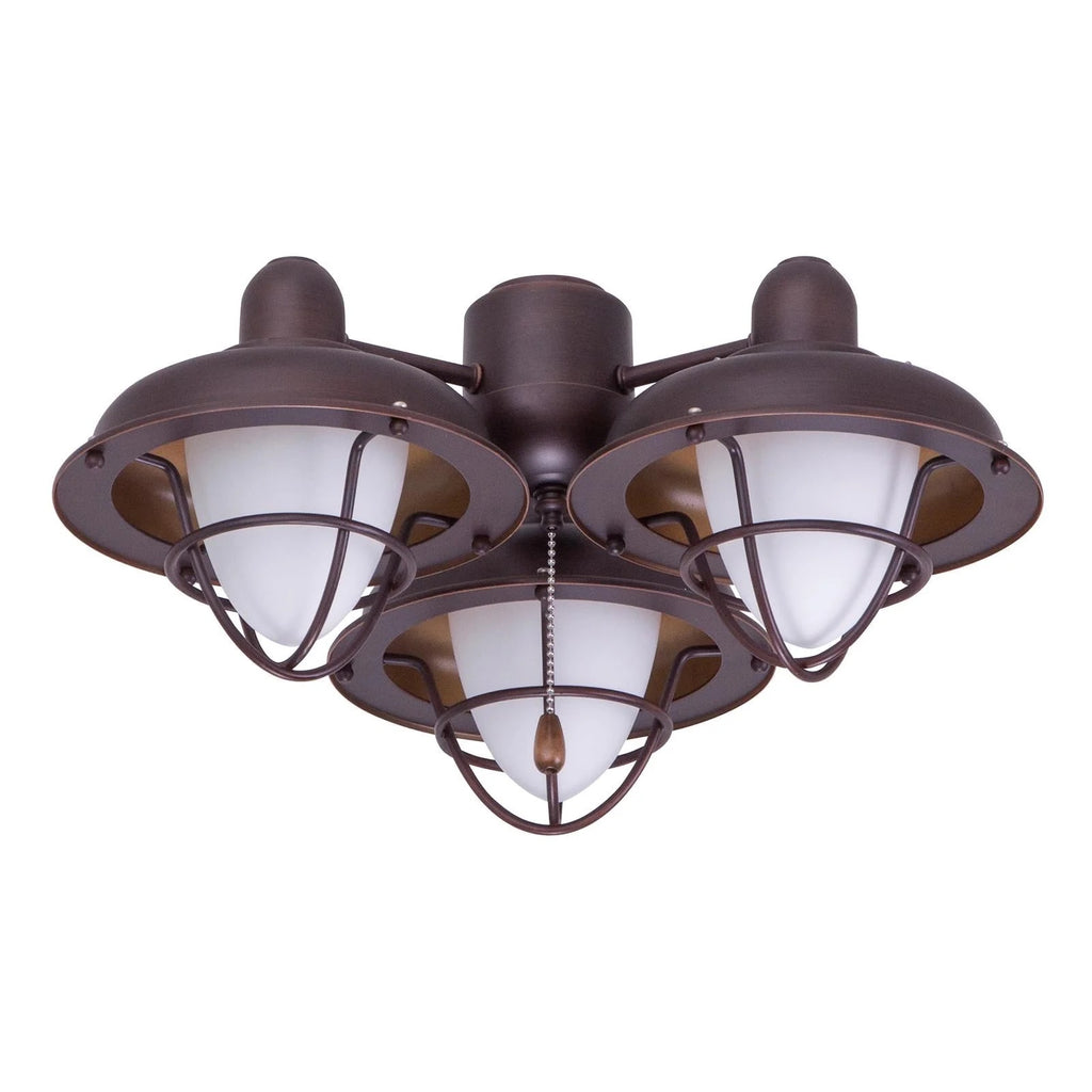 kathy ireland HOME by Luminance Boardwalk Cage 3-Light Venetian Bronze LED Ceiling Fan Light Kit