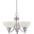 Sunset Lighting Alton 3-Light Chandelier, Faux Alabaster Glass, Chrome Finish