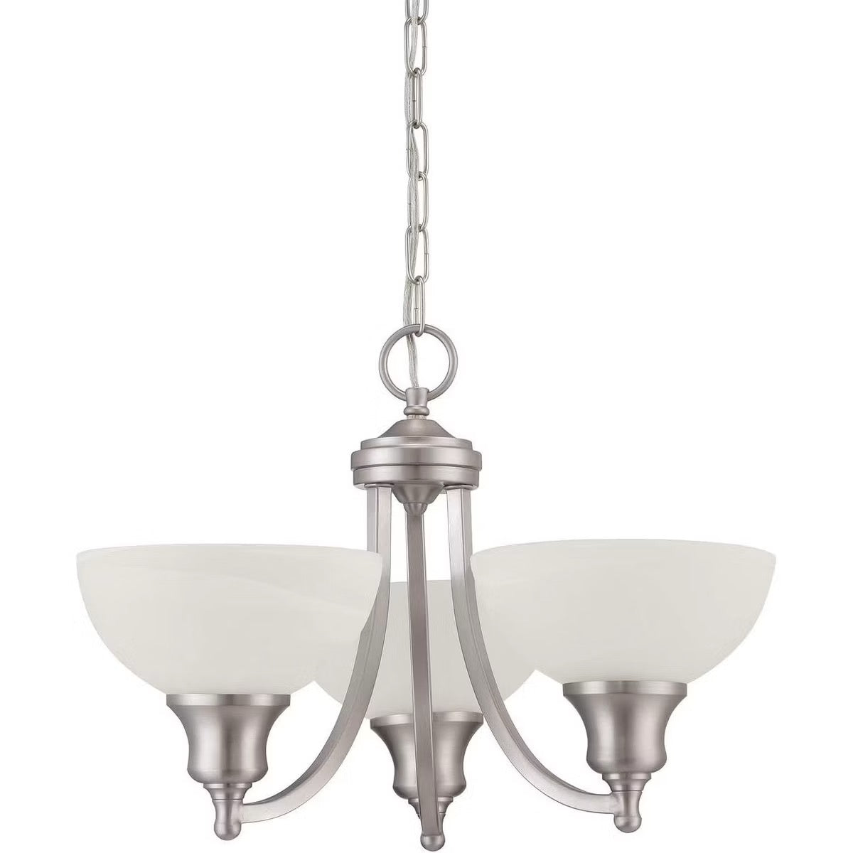 Sunset Lighting Alton 3-Light Chandelier, Faux Alabaster Glass, Chrome Finish