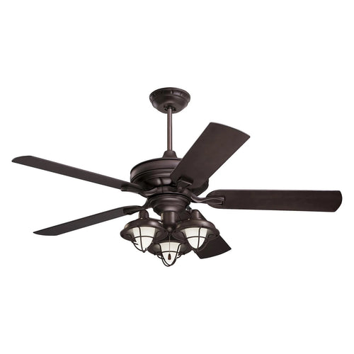 kathy ireland HOME by Luminance Boardwalk Cage 3-Light Venetian Bronze LED Ceiling Fan Light Kit